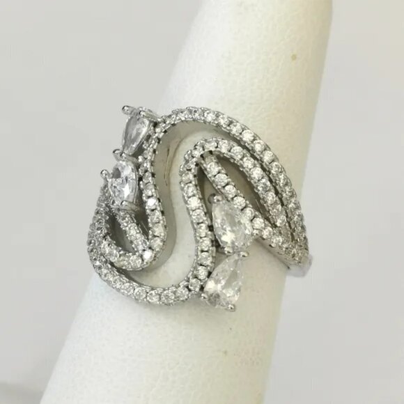 Sterling silver cz cocktail ring size 6.5 🆕 - Picture 5 of 8
